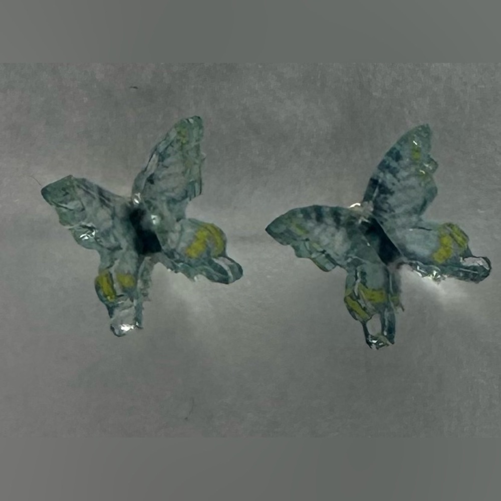 🦋✨Mini fairy Pastel Watercolor Resin Butterfly Stud Earrings 925 Silver Post✨🦋 - Picture 13 of 16
